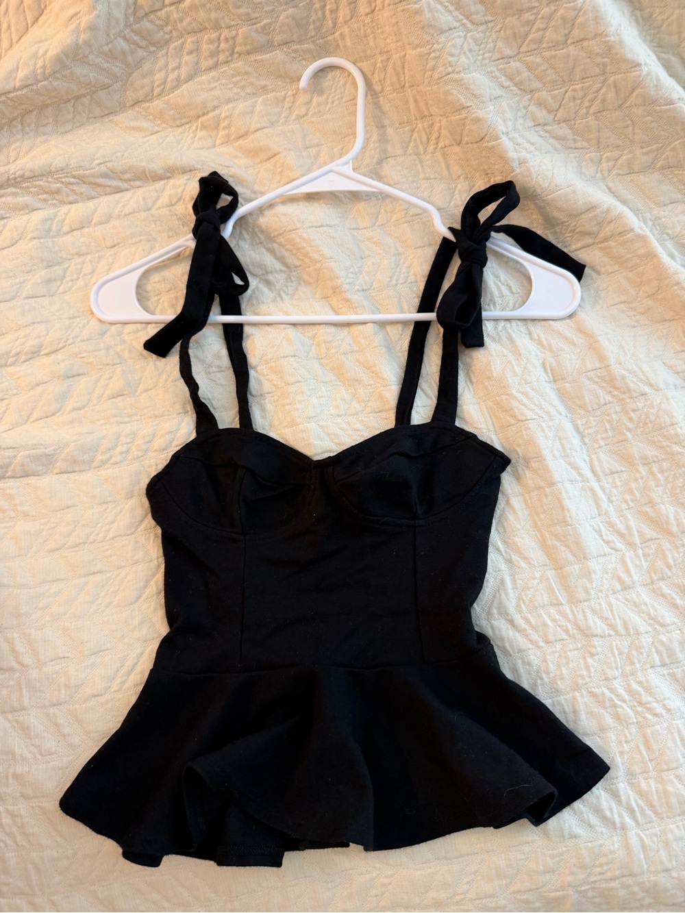 Urban Outfitters Black Tie-Shoulder Peplum Camisole
